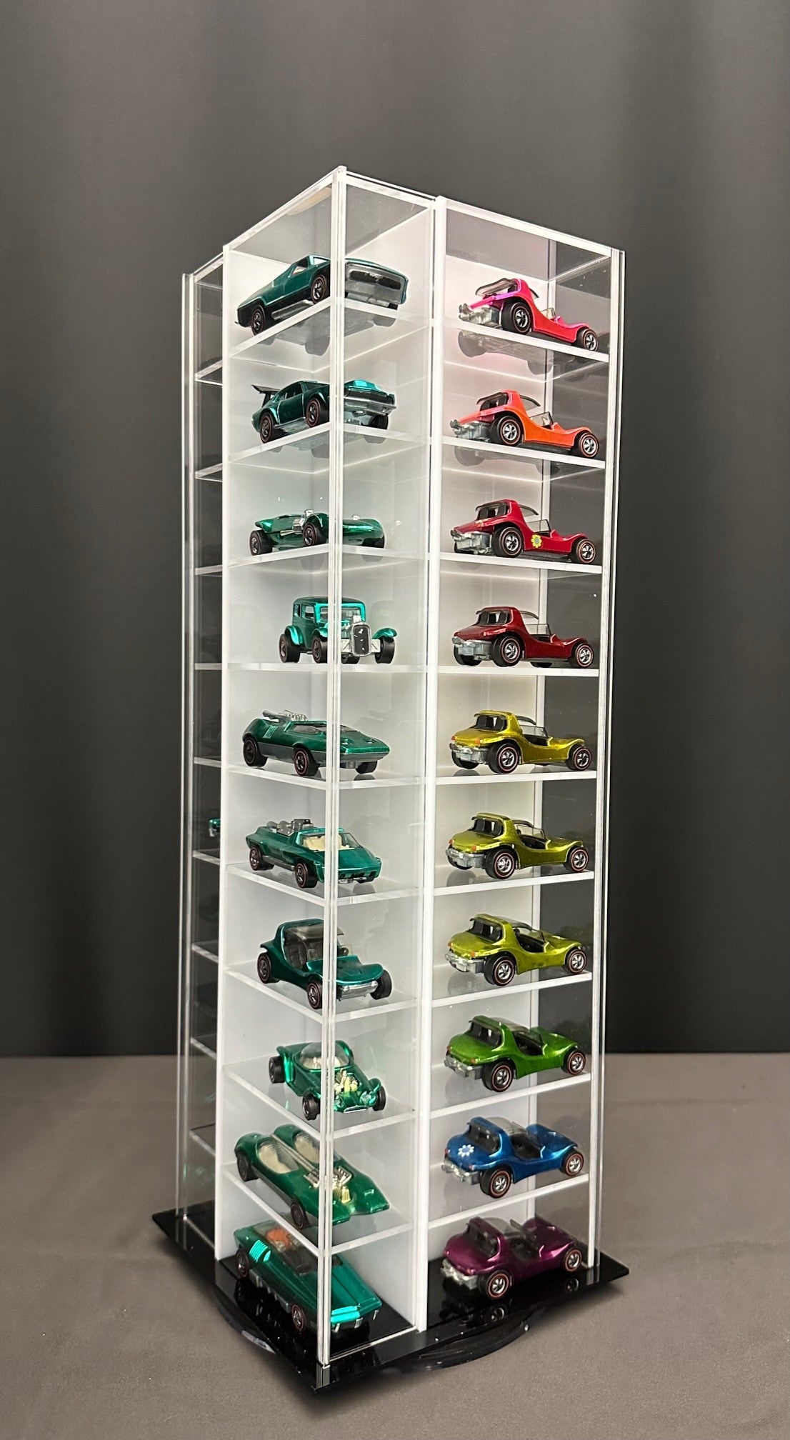 40-Car Spinning Acrylic Display Retailer Case of 4 - White Back - Premium  from Diamond Protector - Shop now at Diamond Protector