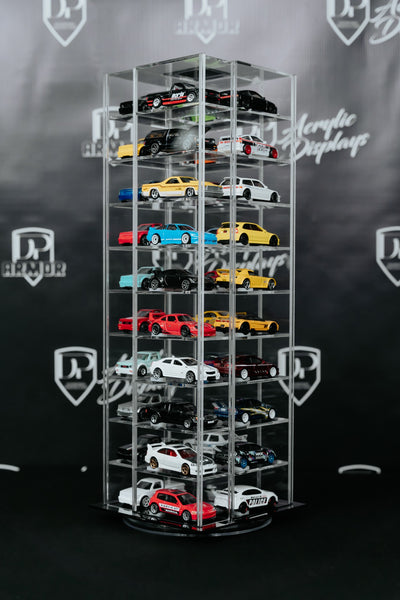 40-Car Spinning Acrylic Display - Clear Back - Premium  from Diamond Protector - Shop now at Diamond Protector